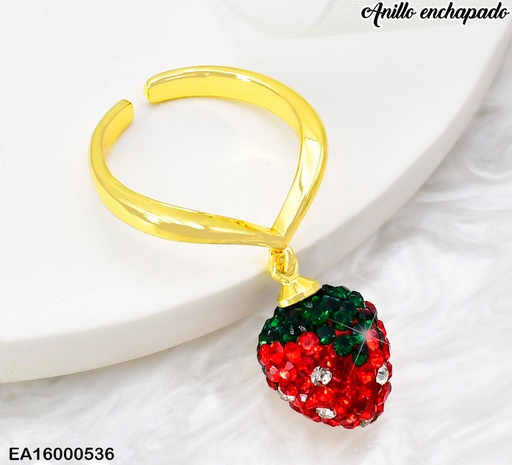 [EA16000536] ANILLO DOR FRESA ZIRCONIAS RE193-9