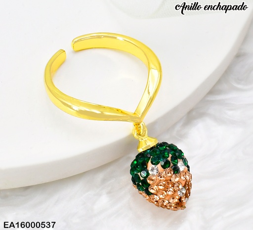 [EA16000537] ANILLO FRESA ZIRCONIAS ROSADAS RE194-9