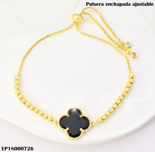 [EP18000726] PULSERA DOR AJUSTABLE VAN CLEEF NEGRA F9623-666