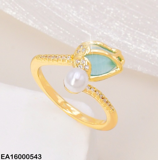 [EA16000543] ANILLO DOR TULIPAN CELESTE RE314-340 (TLP)