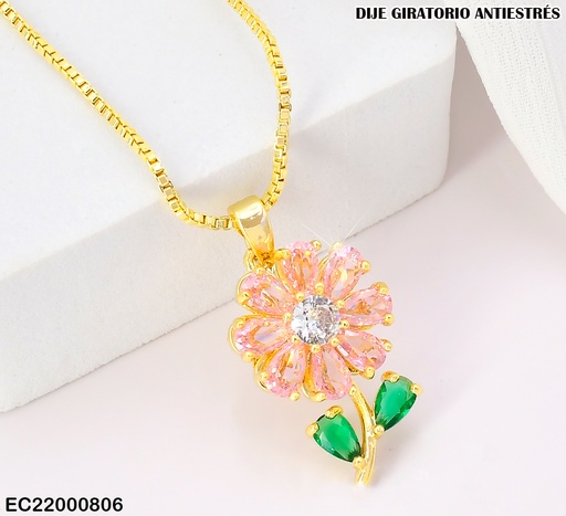 [EC22000806] CADENA DIJE DIJE FLOR ROSA CE351-333 (TLP)