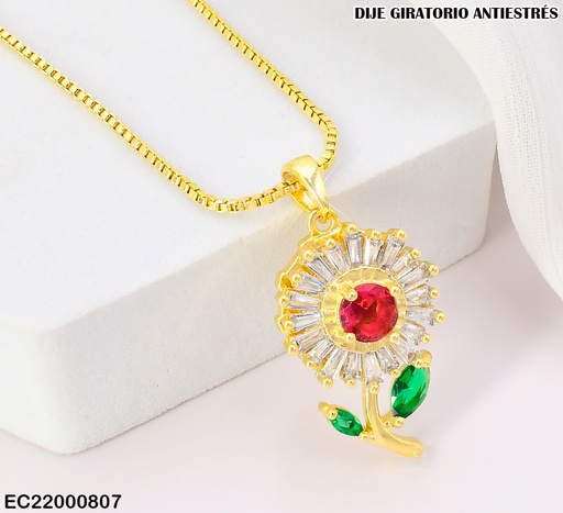 [EC22000807] CADENA DIJE DIJE FLOR ZIRC.CENTRO ROJO CE352-333 (TLP)