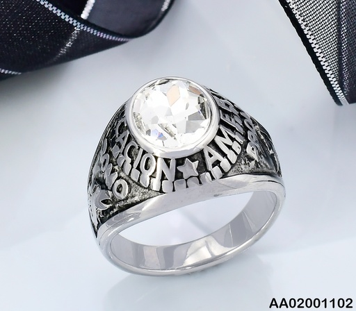 [AA02001102] ANILLO PLATEADO ESTILO GRADUACION ZIRC. CRISTAL "PROMO" K7239-73