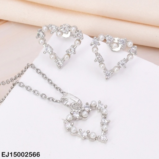 [EJ15002566] SET CROQUI CORAZON ZIRC/PERLAS D/P F8927-205