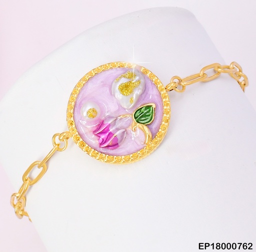 [EP18000762] PULSERA CENTRO RD FLOR BLANCA FONDO LILA K8363