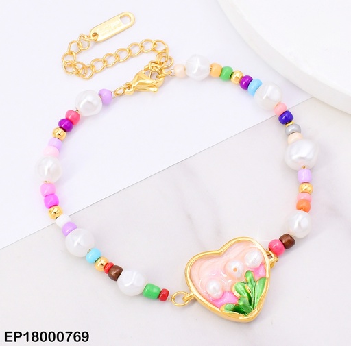 [EP18000769] PULSERA CHAQUIRAS COL/PERLAS. CENTRO💗FLORES B.K8366