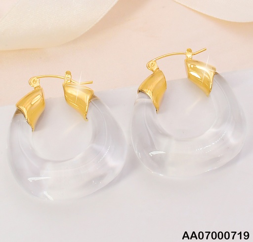 [AA07000719] ARGOLLA RESINA TRANSPARENTE C/DORADO K8761-466