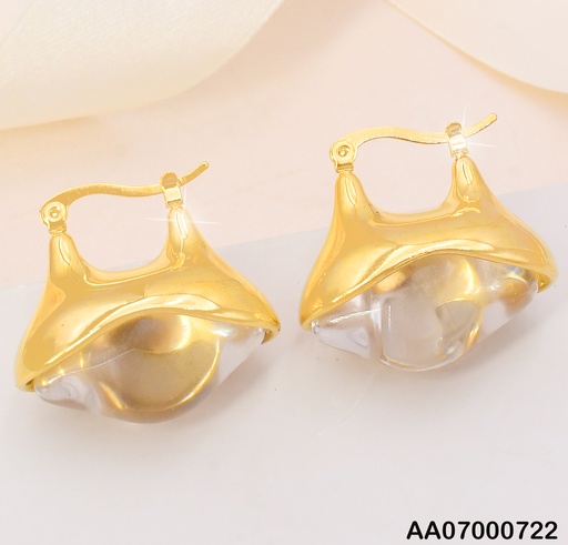 [AA07000722] ARGOLLA RESINA OVALO IRREGULAR TRANSPARENTE C/DORADO K8762-466