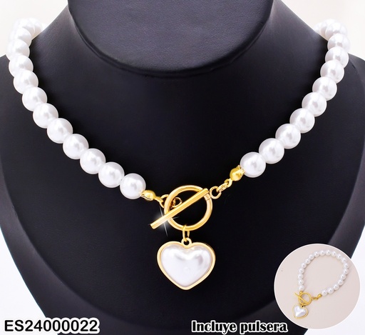 [ES24000022] SET PERLAS /CORAZON DOR CIERRE TIFFANY 25018-JB1