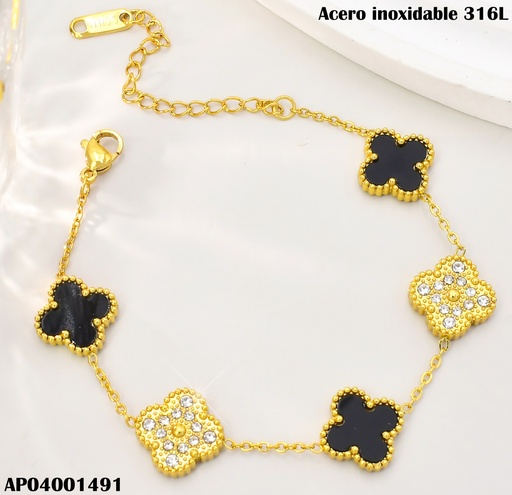 [AP04001491] PULSERA VAN CLEEF 3 NEGRAS/2 ZIRC. BA2133-331