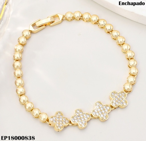 [EP18000838] PULSERA RD.VAN CLEEF CENTRO 4 ZIRCONIAS BE722-318