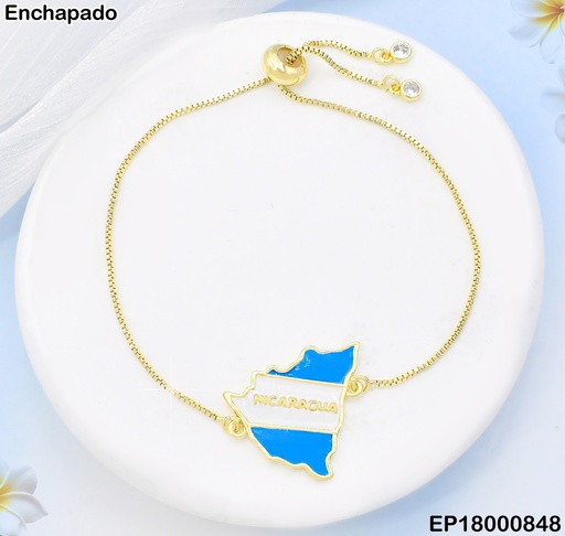 [EP18000848] PULSERA FINA C/MAPA CELESTE-BLANCO CENTRO 002N585