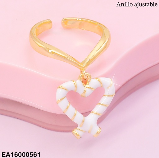 [EA16000561] ANILLO AJUSTABLE CROQUI CORAZON BLANCO RE180-9