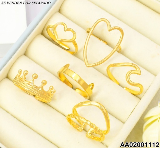[AA02001112] ANILLO FINO DISEÑOS SURTIDOS3♥/👑/LINEAS/CROQUIS 006K8011-439