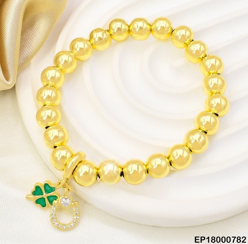 [EP18000782] PULSERA PELOTITAS DOR.DIJE 🍀-GUIRNALDA  BE367-294