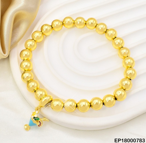 [EP18000783] PULSERA PELOTITAS DOR.DIJE:COPA CELESTE BE389-9