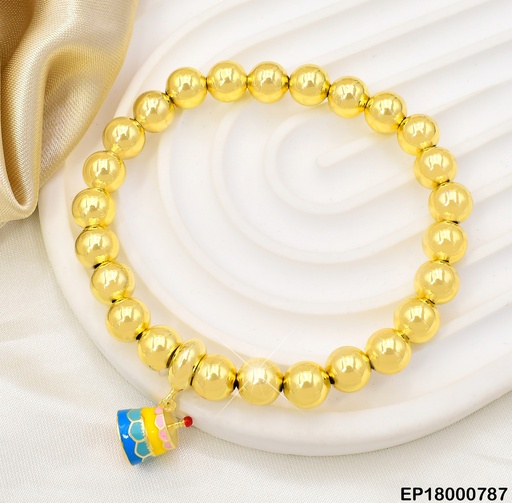 [EP18000787] PULSERA PELOTITAS DOR.DIJE:PASTEL COL.BE394-9