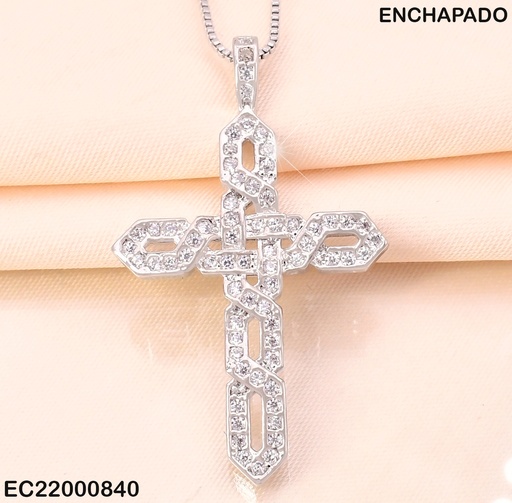 [EC22000840] CADENA PLAT.DIJE:CRUZ CASTING ENTRELAZADOS CE225-314