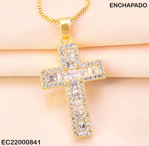 [EC22000841] CADENA FINA DIJE:CRUZ ZIRC.BORDES/CUADROS CE226-314