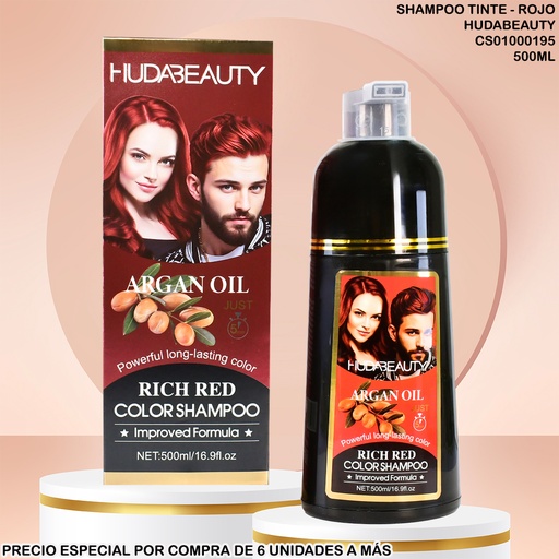 [CS01000195] SHAMPOO TINTE HUDABEAUTY/EVER ROSA ARGAN OIL RICH RED 500ML H26088