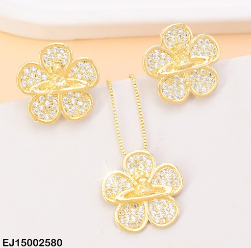 [EJ15002580] SET DORADO FLOR ZIRC.  SE777-10