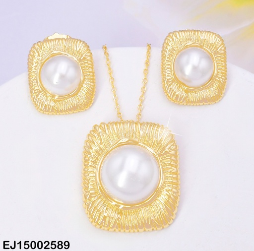 [EJ15002589] SET CUADRO RAYADO DORADO MEDIA PERLA CENTRO SE859-3