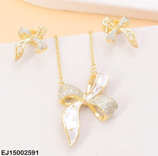 [EJ15002591] SET DORADO LAZO ZIRC/ ESTRELLAS GRAB. SE862-3
