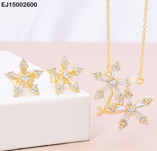 [EJ15002600] SET DOR ESTRELLA ZIRC. CRISTAL /DIJE (2) ⭐VERT.SE880-3