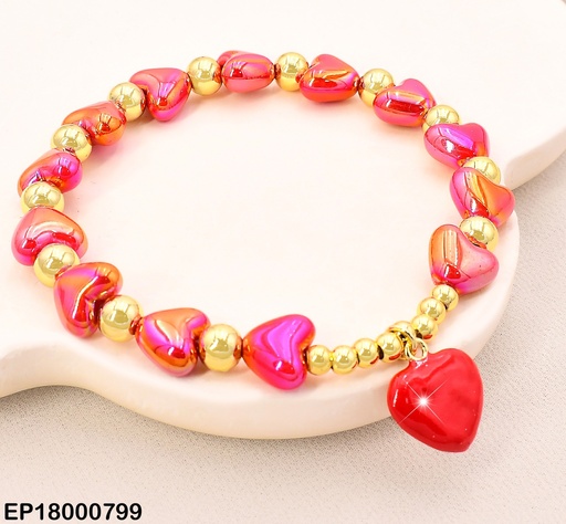 [EP18000799] PULSERA CORAZONES FUCSIA/CORAZON ROJO CENTRO BE416-9