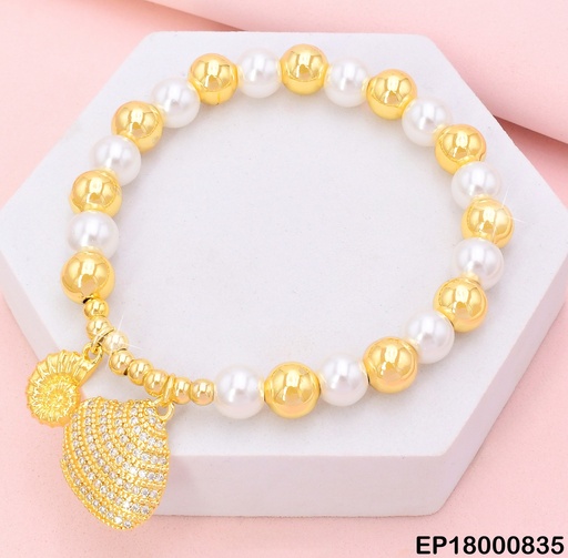 [EP18000835] PULSERA PELOTA/PERLA DIJES:OSTRA/CARACOL BE567-9