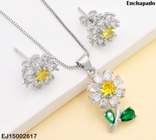 [EJ15002617] SET PLAT.MARGARITA ZIRCONIAS AMARILLAS SE1169-9