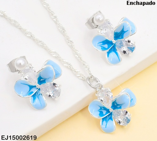 [EJ15002619] SET FLOR CELESTES ARETES COLGANTES SE1181-5