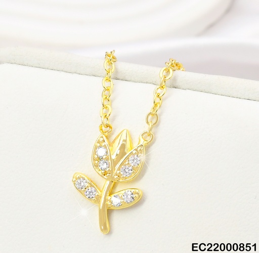 [EC22000851] CADENA TULIPAN DORADO ZIRC. CRISTAL CE427-9