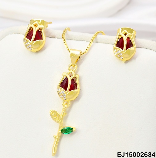 [EJ15002634] SET DOR TULIPAN ZIRC ROJA SE1320-9