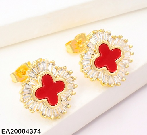 [EA20004374] ARETES VAN CLEEF ROJOS BORDES ZIRC.RECTANG.EE4124-9