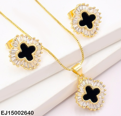 [EJ15002640] SET VAN CLEEF  NEGRO BORDES ZIRC.RECTANG.SE1102-9