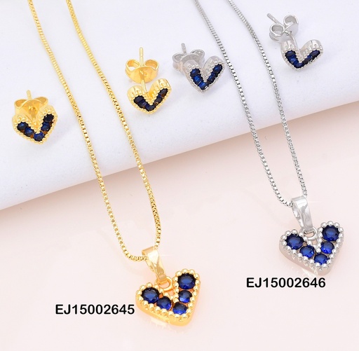 [EJ15002645] SET CORAZONES ZIRCONIAS NEGRAS PQ.SE990-144