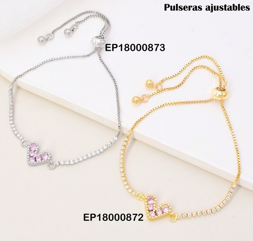 [EP18000872] PULSERA ZIRCONIAS CENTRO CORAZON ROSADO BE434-144
