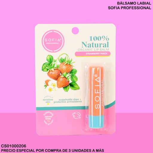 [CS01000206] BALSAMO LABIAL SOFIA PROF. STRAWBERRY PEACH AS-LB04