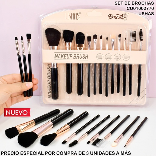 [CU01002770] SET DE BROCHAS DE MAQUILLAJE  12PCS CT200