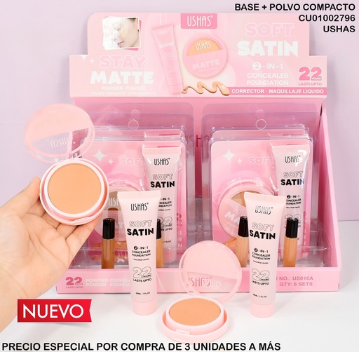 [CU01002796] SET 2PCS POLVO COMPACTO/CORRECTOR SOFT SATIN USHAS US016A