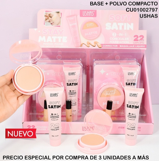 [CU01002797] SET 2PCS POLVO COMPACTO/CORRECTOR SOFT SATIN USHAS US016B