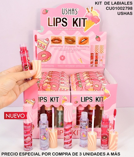 [CU01002798] SET 3PCS BALSAMO NUDE LIPS KIT USHAS US008A