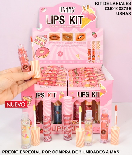 [CU01002799] SET 3PCS BALSAMO NUDE LIPS KIT USHAS US008B
