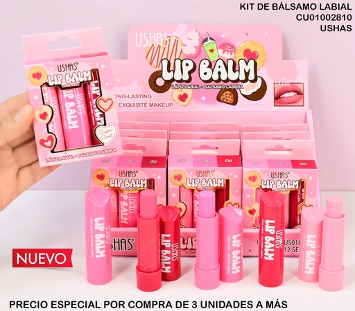[CU01002810] SET 3PCS EXQUISITE LIP BALM USHAS  US018B