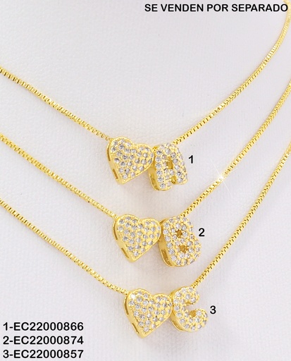 [EC22000857] CADENA DOR INICIAL "C" / CORAZON ZIRC. CE287-294