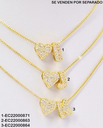 [EC22000863] CADENA DOR INICIAL "J" CORAZON ZIRC. CE292-294