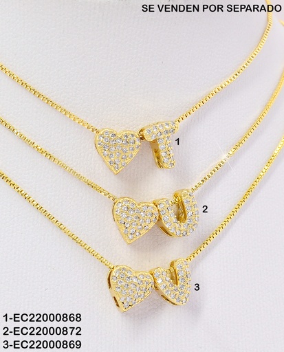 [EC22000872] CADENA DOR INICIAL "U" CORAZON ZIRC. CE300-294