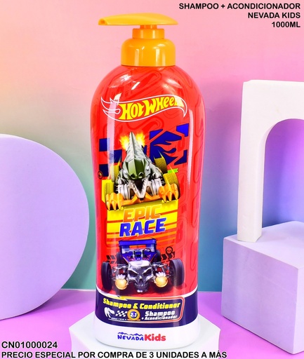 [CN01000024] SHAMPOO/ACOND. 2EN1 NEVADA KIDS HOT WHEELS 1000ML MT03944
