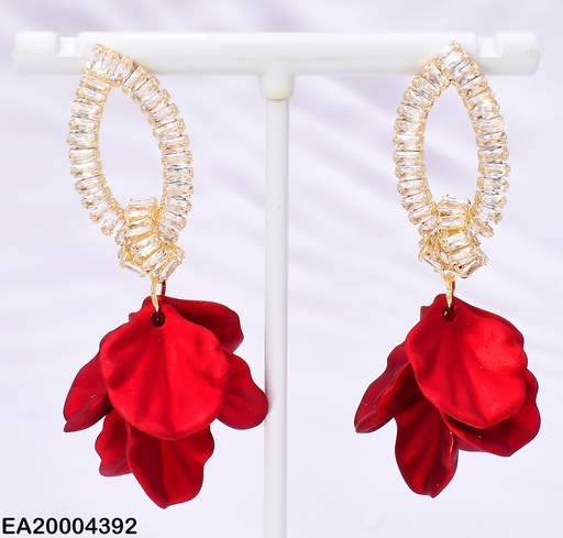 [EA20004392] ARETES OVALOS ZIRC.C/PETALOS ROJOS COLGANTES EE4085-32